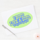 女の子のような鳥…保上！ 楕円形シール (封筒)