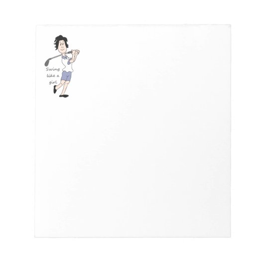 女の子のようにスイングおもしろいゴルフ引用文&漫画 ノートパッド (正面)