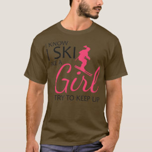 女の子のようにスキーをするのは知って保いるスポーツSTI Tシャツ