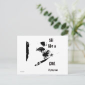 女の子のようにスキーをする ポストカード (スタンド正面)