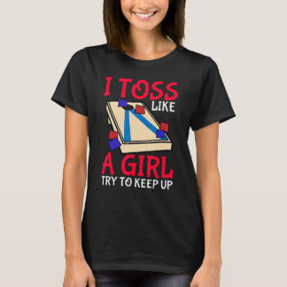 女の子のようにトスするコーンホールコーン保穴 Tシャツ
