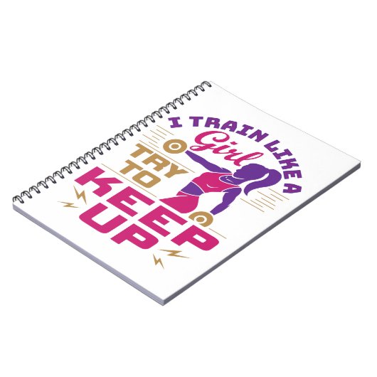 女の子のようにトレーニングの重量挙げ列車 ノートブック (左側)