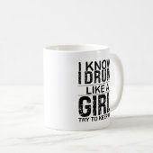 女の子のようにドラム保プレーヤーを上げる コーヒーマグカップ (正面右)