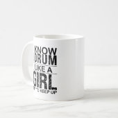女の子のようにドラム保プレーヤーを上げる コーヒーマグカップ (正面左)