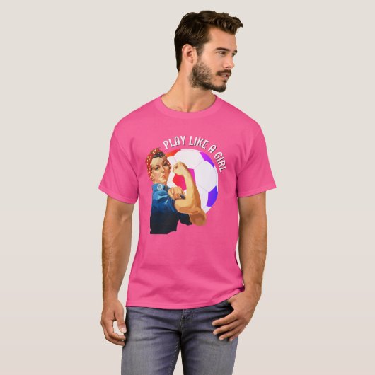 女の子のようにピンクの女遊の世界サッカー Tシャツ (正面フル)