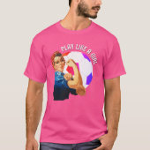女の子のようにピンクの女遊の世界サッカー Tシャツ (正面)