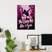 女の子のようにピンクバレーボールをする ポスター (ホームオフィス)