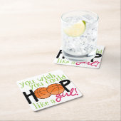 女の子のようにフープをする スクエアペーパーコースター (インサイチュ)