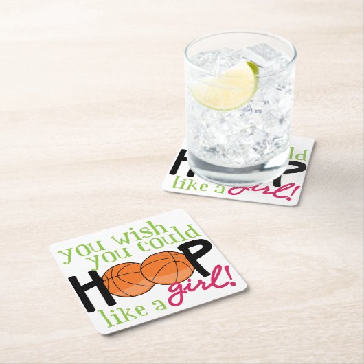 女の子のようにフープをする スクエアペーパーコースター (インサイチュ)