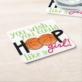 女の子のようにフープをする スクエアペーパーコースター (アングル)