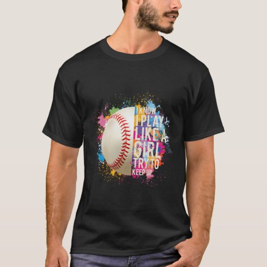 女の子のようにプレーする 私について来なさい ソフトボール女子 T Tシャツ (正面)