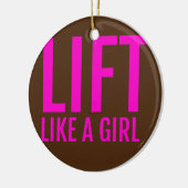 女の子のようにリフトをトレーニング女性の重量挙げ セラミックオーナメント (左)