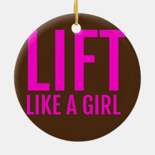 女の子のようにリフトをトレーニング女性の重量挙げ セラミックオーナメント (裏面)