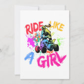 女の子のように乗るクワッドバイクATVライダーガール 招待状 (正面)