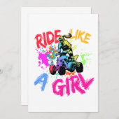 女の子のように乗るクワッドバイクATVライダーガール 招待状 (正面/裏面)