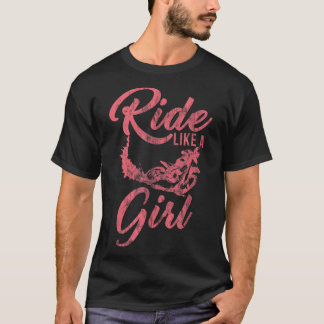 女の子のように乗るモトクロスのダートバイクのライダーバイク Tシャツ