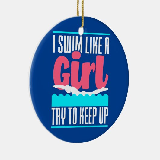 女の子のように保泳おもしろいぐ セラミックオーナメント (右)