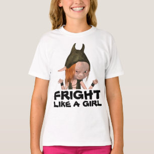 女の子のように怖い、おもしろい小妖精や小人の女の子Tシャツ Tシャツ