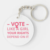 女の子のように投票あなたの権利はそれに依存する キーホルダー (裏面)