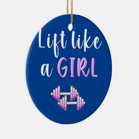 女の子のように持ち上げダンベルおもしろいを重量挙げ セラミックオーナメント (右)