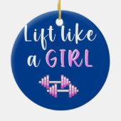 女の子のように持ち上げダンベルおもしろいを重量挙げ セラミックオーナメント (裏面)