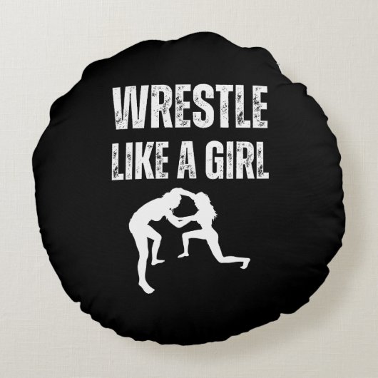 女の子のように格闘する、女の子のように戦う ラウンドクッション (裏面)