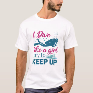 女の子のように潜るスキューバダイビング保で立ち上がる Tシャツ