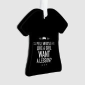 女の子のように相撲を取おもしろいる オーナメント (正面)