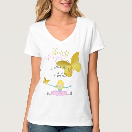 女の子のように輝く水彩イラスト Tシャツ (正面)