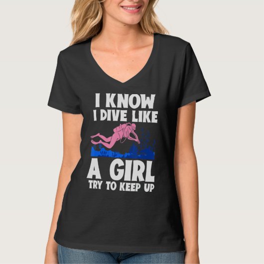 女の子のように飛び込んでスキューバディ保を上げてみる Tシャツ (正面)