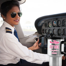 女の子のように飛ぶかわいいピンクの飛行機 女性らしい航空 シール