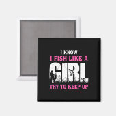 女の子のように魚を釣って女の子を愛保する マグネット (正面/裏面)