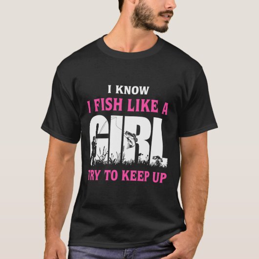 女の子のように魚を釣って女の子を愛保する Tシャツ (正面)