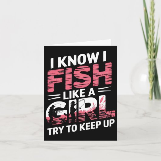 女の子のように魚を釣る保ことはおもしろい知る カード (正面)