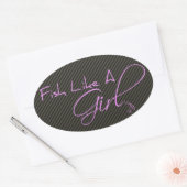 女の子のように魚を釣る 楕円形シール (封筒)