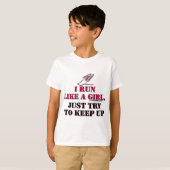 女の子のように(赤い)走られるIつ Tシャツ (正面フル)