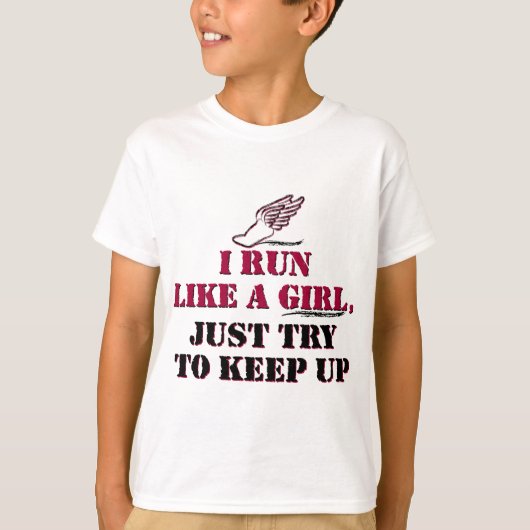 女の子のように(赤い)走られるIつ Tシャツ (正面)
