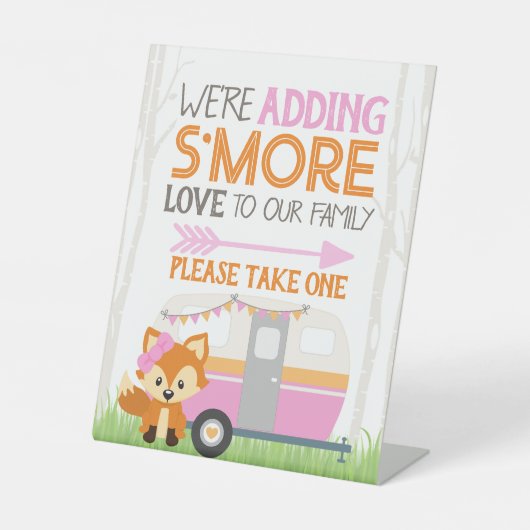 女の子のより愛RVキャンパーウッドランドベビーシャワー 台座サイン (正面)