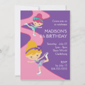 女の子のアイススケートのパーティー 招待状 (正面)