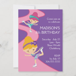 女の子のアイススケートのパーティー 招待状