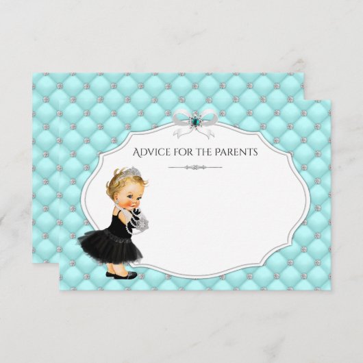 女の子のアドバイス保護者のための赤ちゃんシャワーカード アドバイスカード (正面/裏面)