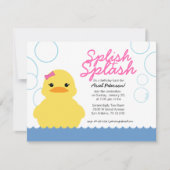 女の子のアニーエイジゴムダッキー(アヒルちゃん)誕生パーティー 招待状 (正面)