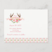 女の子のアントラー赤ちゃんシャワー日付はがきを保存 案内ポストカード (裏面)