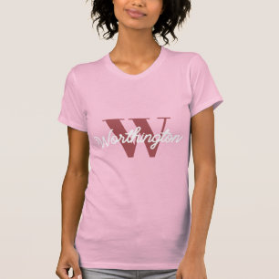 女の子のイニシャルと名前 ピンクのぼかし 赤 Tシャツ