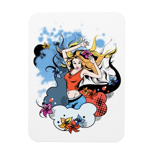 女の子のイメージを踊りするフレキシブル磁石 マグネット (縦)