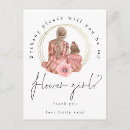 女の子のイラスト 花嫁の花を飾ってくれる女の子になってくれない？ インビテーションポストカード
