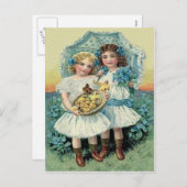 女の子のイースタービクトリアンなひよこは私をないUmbrell忘れます シーズンポストカード (正面/裏面)