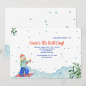 女の子のウィンタースポーツ招待状 招待状 (正面/裏面)