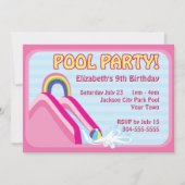 女の子のウォーター スライド誕生日 招待状 (正面)