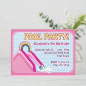 女の子のウォーター スライド誕生日 招待状 (スタンド正面)